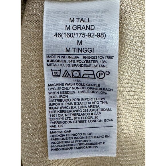Gap Womens Glittery Tan Long Sleeve Top M Tall - Picture 4 of 4